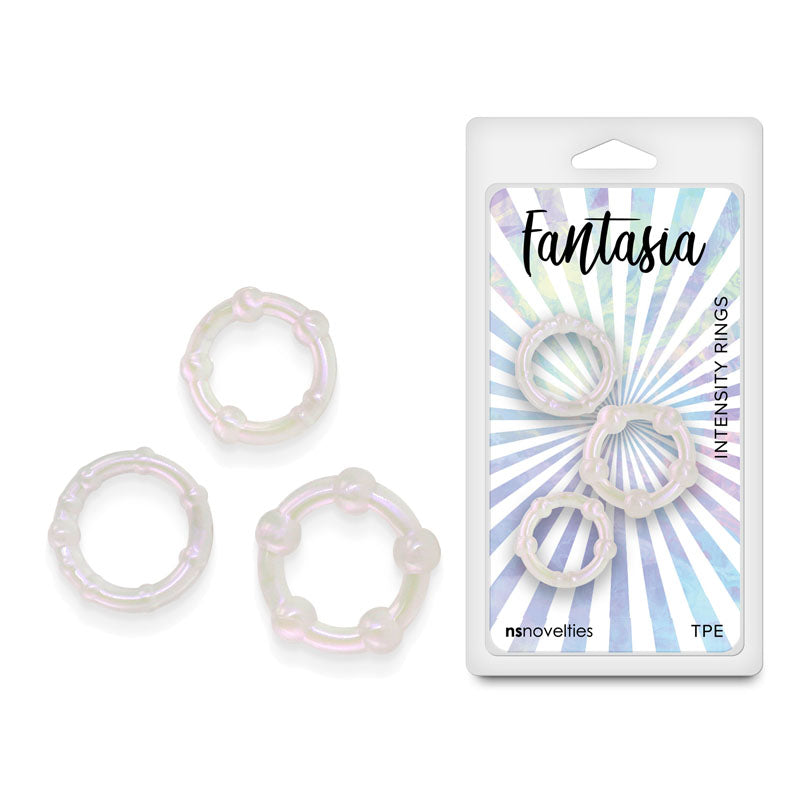 Fantasia - Intensity Rings - Pearl - Pearlescent Beaded Cock Rings - Set of 3 Sizes-NSN-0384-21
