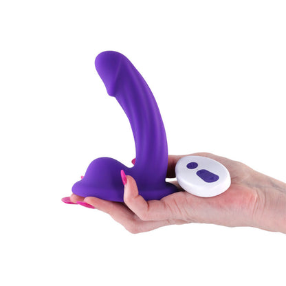 Colours Curve - Vibrating 5 Dildo - Purple - Purple 12.6 cm USB Rechargeable Vibrating Dildo with Wireless Remote-NSN-0402-45