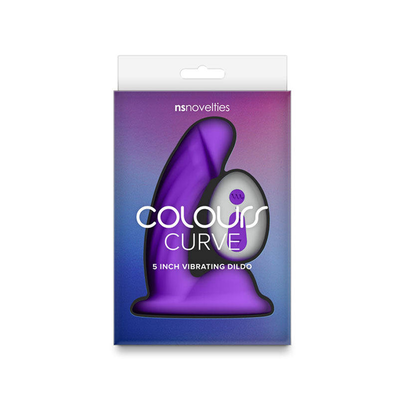 Colours Curve - Vibrating 5 Dildo - Purple - Purple 12.6 cm USB Rechargeable Vibrating Dildo with Wireless Remote-NSN-0402-45