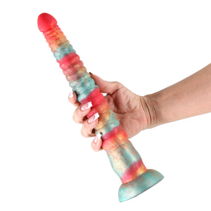 Colours Stacked - 12 Dildo - Red/Gold - Red/Gold 30.6 cm Fantasy Dildo-NSN-0412-21