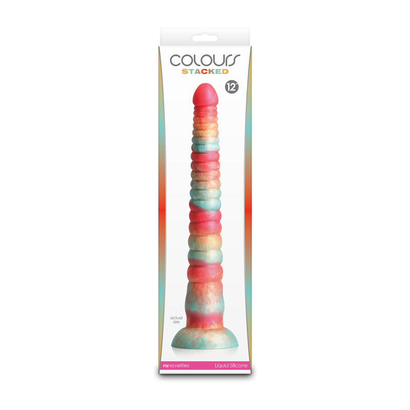 Colours Stacked - 12 Dildo - Red/Gold - Red/Gold 30.6 cm Fantasy Dildo-NSN-0412-21