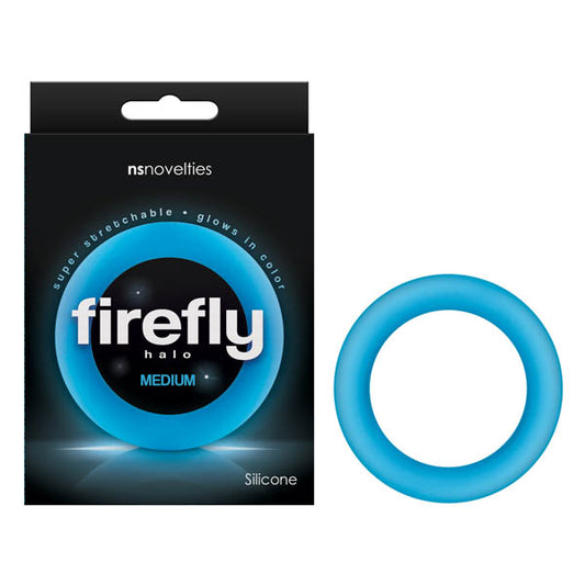 Firefly Halo - Glow In Dark Blue Medium 55 mm Cock Ring-NSN-0473-37
