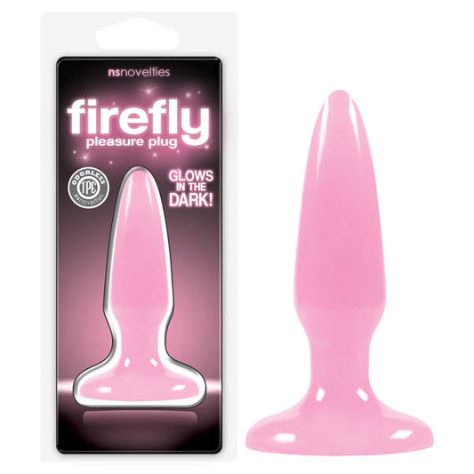 Firefly Pleasure Plug - Glow-in-the-Dark Pink 8.1 cm (3.2) Mini Butt Plug-NSN-0475-14