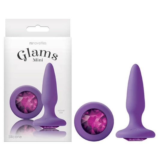 Glams Mini - Purple 8.4 cm (3.3) Butt Plug with Sparkling Gem-NSN-0510-75