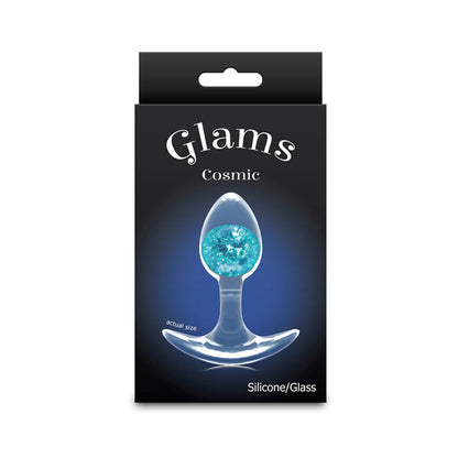 Glams Cosmic - Small - Blue - Clear/Blue 8.1 cm Small Butt Plug-NSN-0515-17