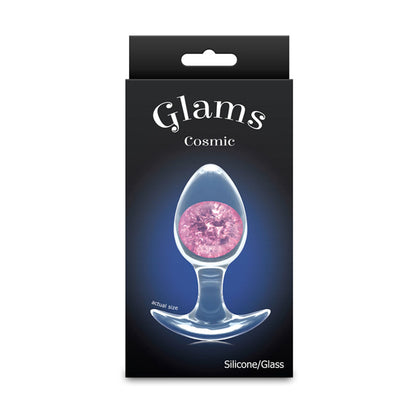 Glams Cosmic - Medium - Pink - Clear/Pink 9.5 cm Small Butt Plug-NSN-0515-24