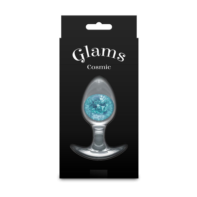 Glams Cosmic - Medium - Blue - Clear/Blue 9.5 cm Small Butt Plug-NSN-0515-27