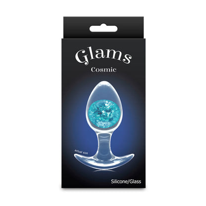 Glams Cosmic - Medium - Blue - Clear/Blue 9.5 cm Small Butt Plug-NSN-0515-27