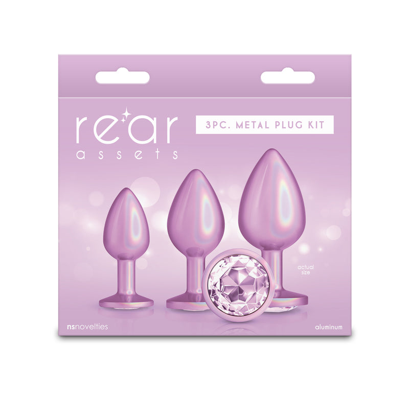 Rear Assets Trainer Kit - Iridescent Pink - Iridescent Pink Metallic Butt Plugs - Set of 3 Sizes-NSN-0960-05
