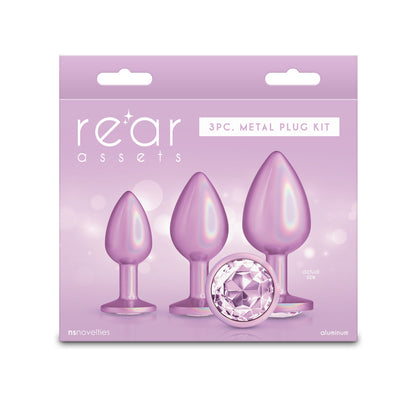 Rear Assets Trainer Kit - Iridescent Pink - Iridescent Pink Metallic Butt Plugs - Set of 3 Sizes-NSN-0960-05
