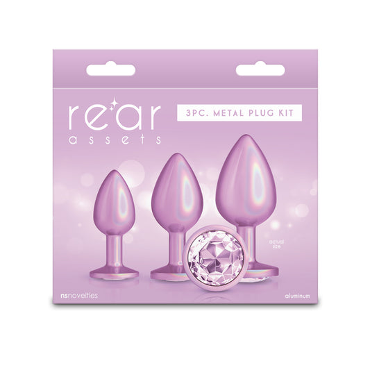 Rear Assets Trainer Kit - Iridescent Pink - Iridescent Pink Metallic Butt Plugs - Set of 3 Sizes-NSN-0960-05