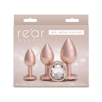 Rear Assets Trainer Kit - Iridescent Champagne - Iridescent Champagne Metallic Butt Plugs - Set of 3 Sizes-NSN-0960-06