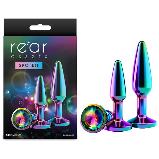 Rear Assets Tapered Trainer Kit - Multicolour - Multicoloured Metal Butt Plugs - Set of 2 Sizes-NSN-0969-09