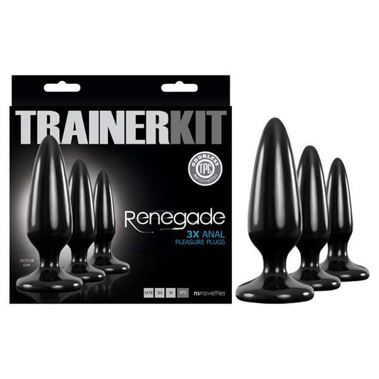 Renegade Pleasure Plug Trainer Kit - Black Butt Plugs - Set of 3 Sizes-NSN-1105-03