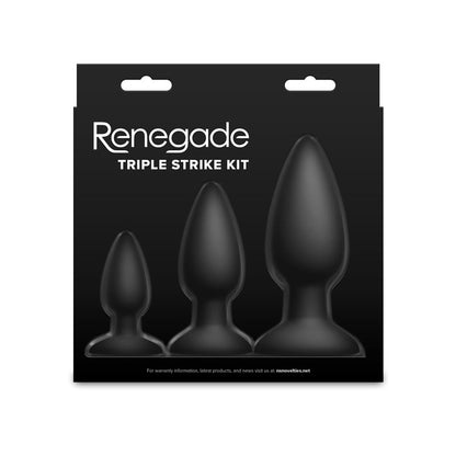 Renegade Triple Strike Kit - Black - Black Butt Plugs - Set of 3 Sizes-NSN-1105-90