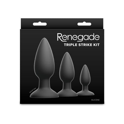 Renegade Triple Strike Kit - Black - Black Butt Plugs - Set of 3 Sizes-NSN-1105-90