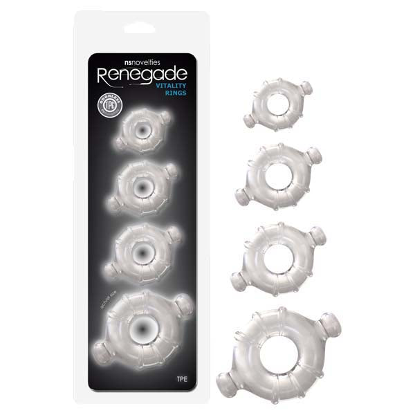 Renegade Vitality Rings - Clear Cock Rings - Set of 4 Sizes-NSN-1116-61