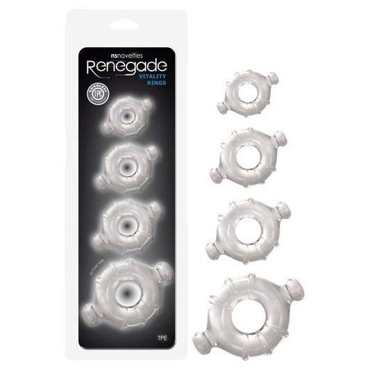 Renegade Vitality Rings - Clear Cock Rings - Set of 4 Sizes-NSN-1116-61
