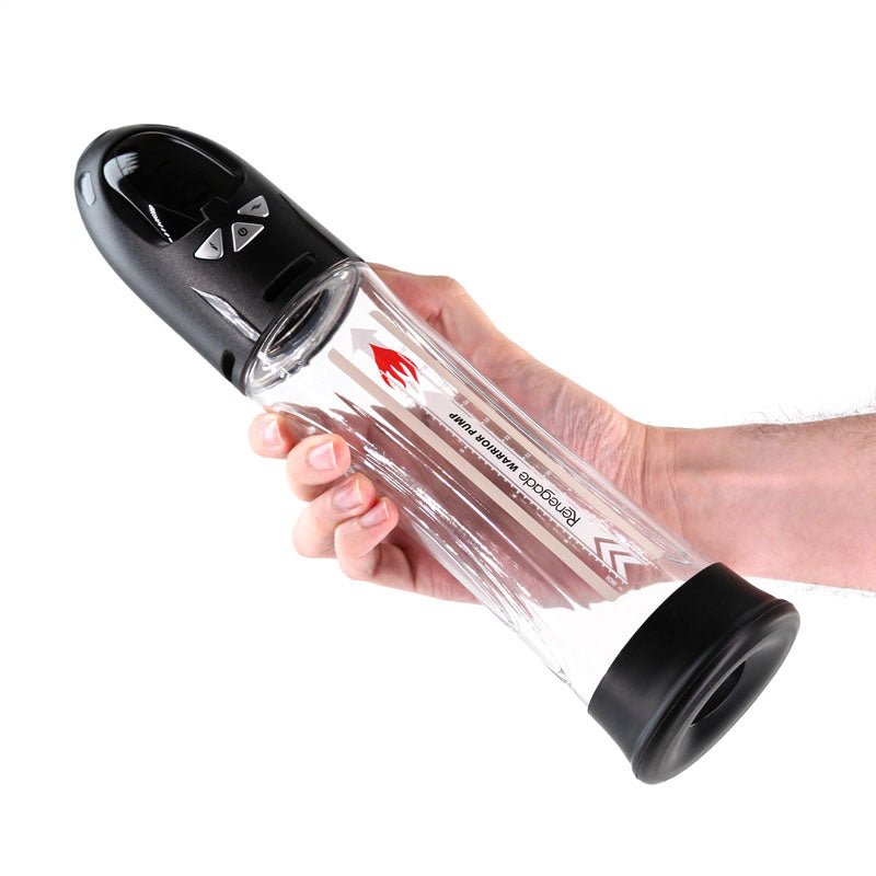 Renegade Warrior Pump - Black - Black/Clear Waterproof Automatic Penis Pump-NSN-1124-53