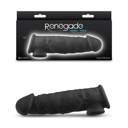 Renegade Annex - Thick - Black - Black 18.6 cm Penis Extender Sleeve-NSN-1165-13