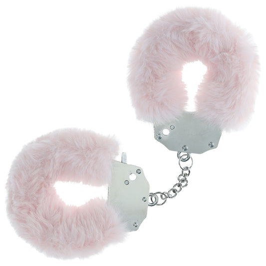 OUCH! Heavy-Duty Fluffy Cuffs - Powder Pink - Powder Pink Fluffy Restraints-OU1046PPNK