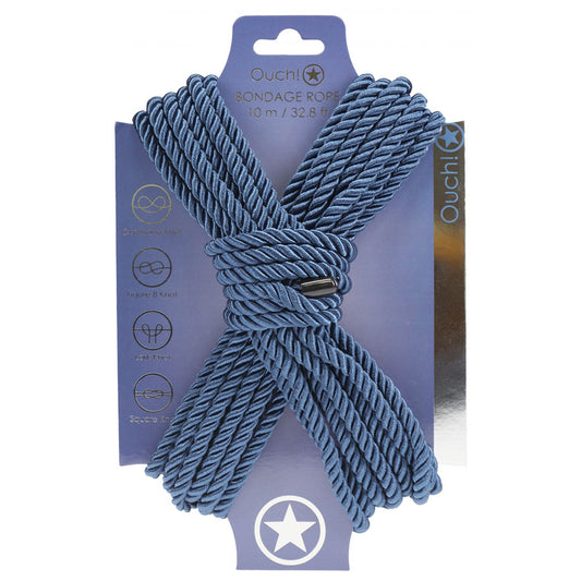 OUCH! Bondage Rope - 10 M - Navy Blue - Navy Blue Nylon Bondage Rope - 10 metre Length-OU1058NVY