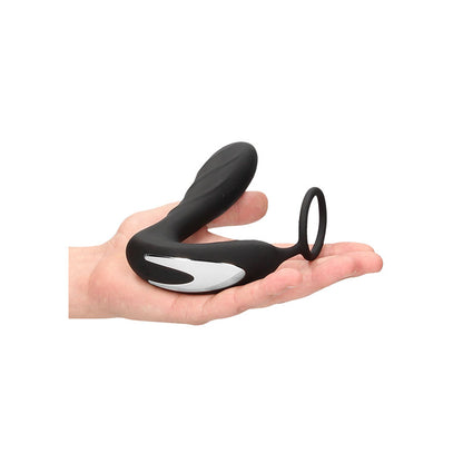 OUCH! E-stim & Vibrating Butt Plug Cock Ring - Black USB Rechargeable Vibrating Butt Plug & Cock Ring with e-Stim-OU580BLK