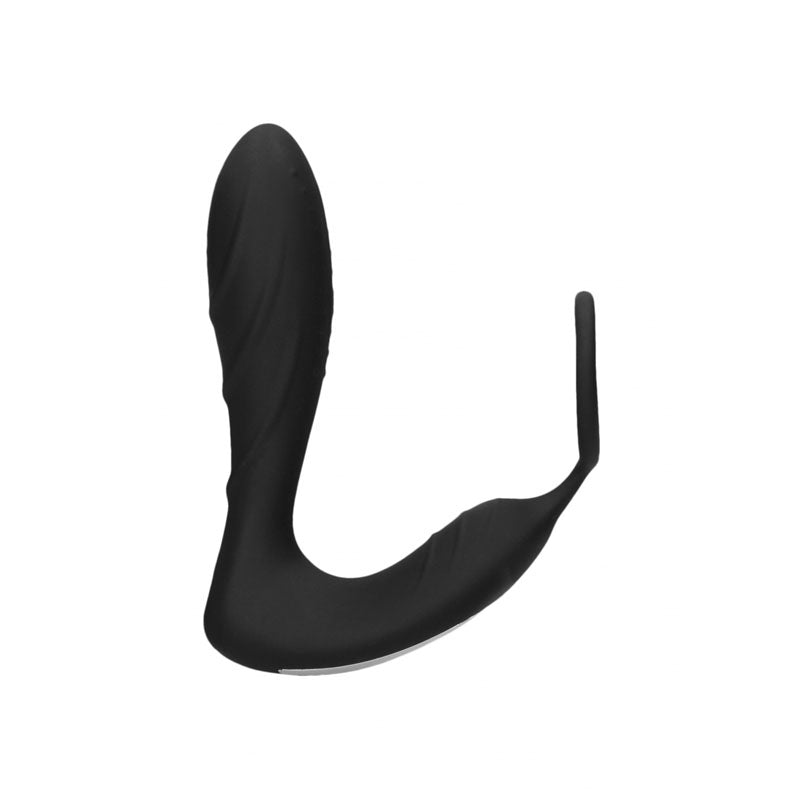 OUCH! E-stim & Vibrating Butt Plug Cock Ring - Black USB Rechargeable Vibrating Butt Plug & Cock Ring with e-Stim-OU580BLK