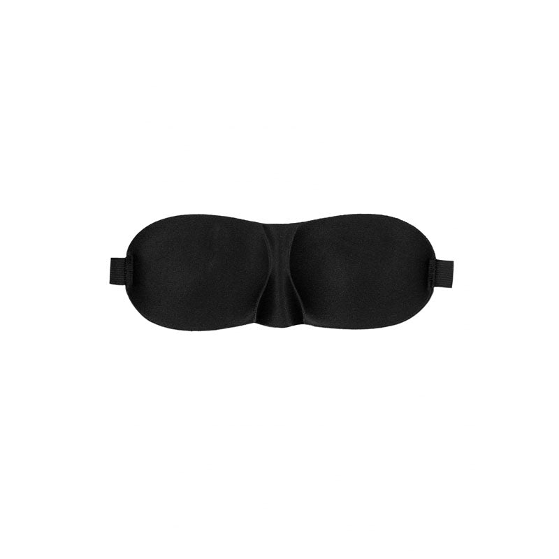 OUCH! Black & White Satin Curvy Eye Mask - Black Eye Restraint-OU683BLK