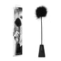 OUCH! Black & White Crop with Feather Tickler - Black 44 cm Feather Crop-OU693BLK