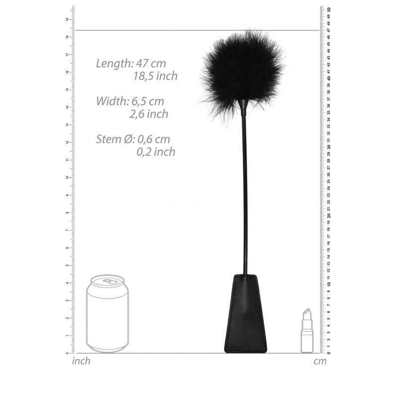 OUCH! Black & White Crop with Feather Tickler - Black 44 cm Feather Crop-OU693BLK