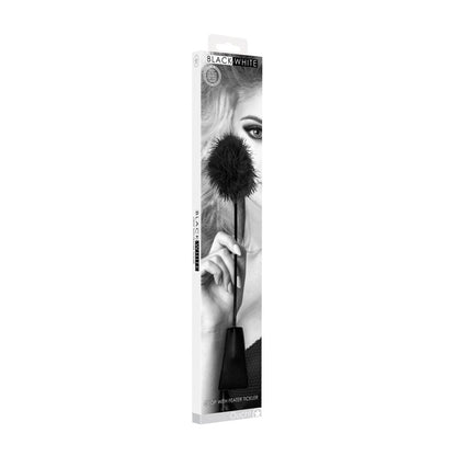 OUCH! Black & White Crop with Feather Tickler - Black 44 cm Feather Crop-OU693BLK