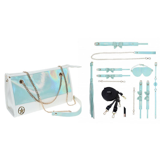 OUCH! Paris Collection - Kit with Bag - Baby Blue Bondage Set with Bag - 8 Piece Kit-OU988BLU