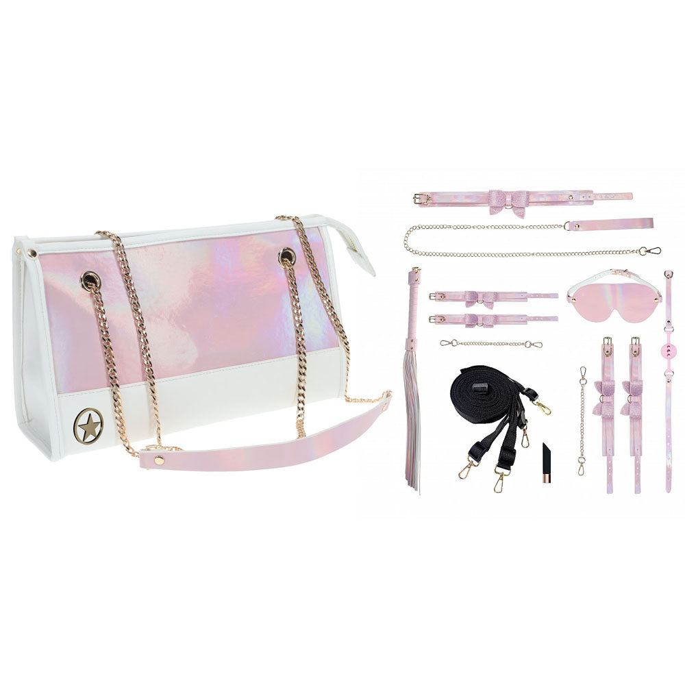 OUCH! Paris Collection - Kit with Bag - Pink Bondage Set with Bag - 8 Piece Kit-OU988PNK