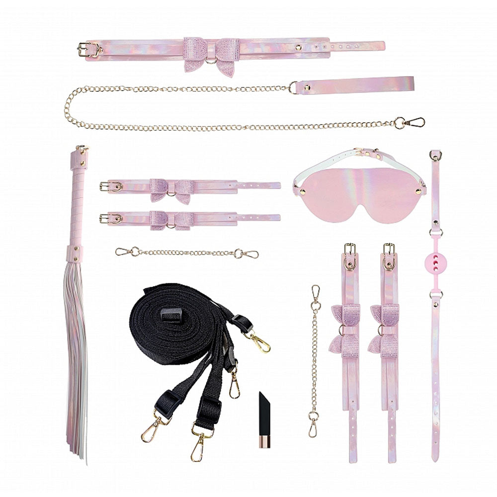 OUCH! Paris Collection - Kit with Bag - Pink Bondage Set with Bag - 8 Piece Kit-OU988PNK