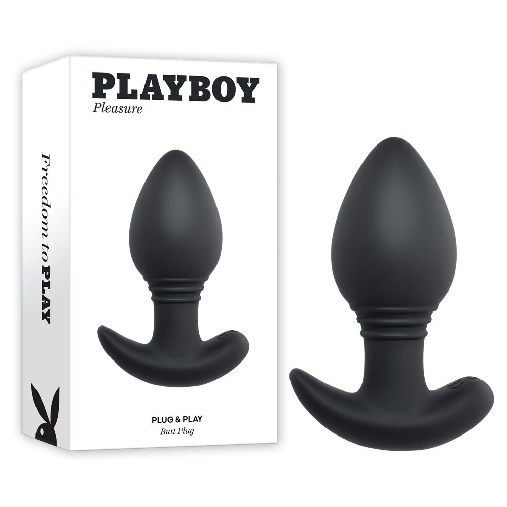 Playboy Pleasure PLUG & PLAY - Black 10.3 cm USB Rechargeable Vibrating Butt Plug with Wireless Remote - PB-RS-2314-2