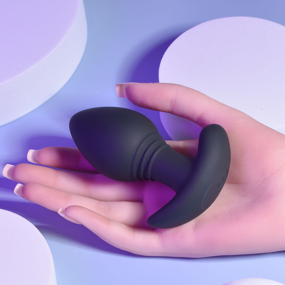 Playboy Pleasure PLUG & PLAY - Black 10.3 cm USB Rechargeable Vibrating Butt Plug with Wireless Remote - PB-RS-2314-2