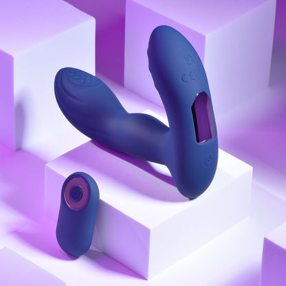 Playboy Pleasure PLEASURE PLEASER - Blue USB Rechargeable Vibrating Prostate Massager with Wireless Remote - PB-RS-2338-2
