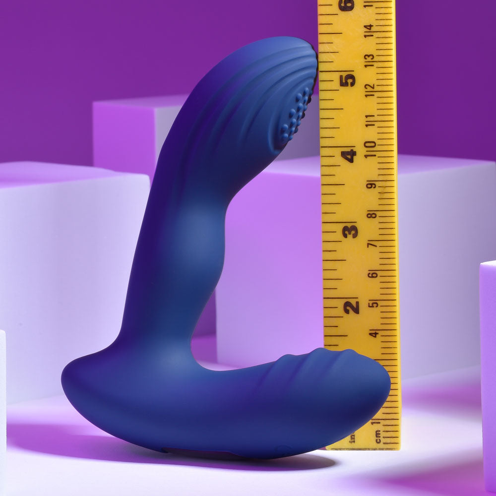 Playboy Pleasure PLEASURE PLEASER - Blue USB Rechargeable Vibrating Prostate Massager with Wireless Remote - PB-RS-2338-2