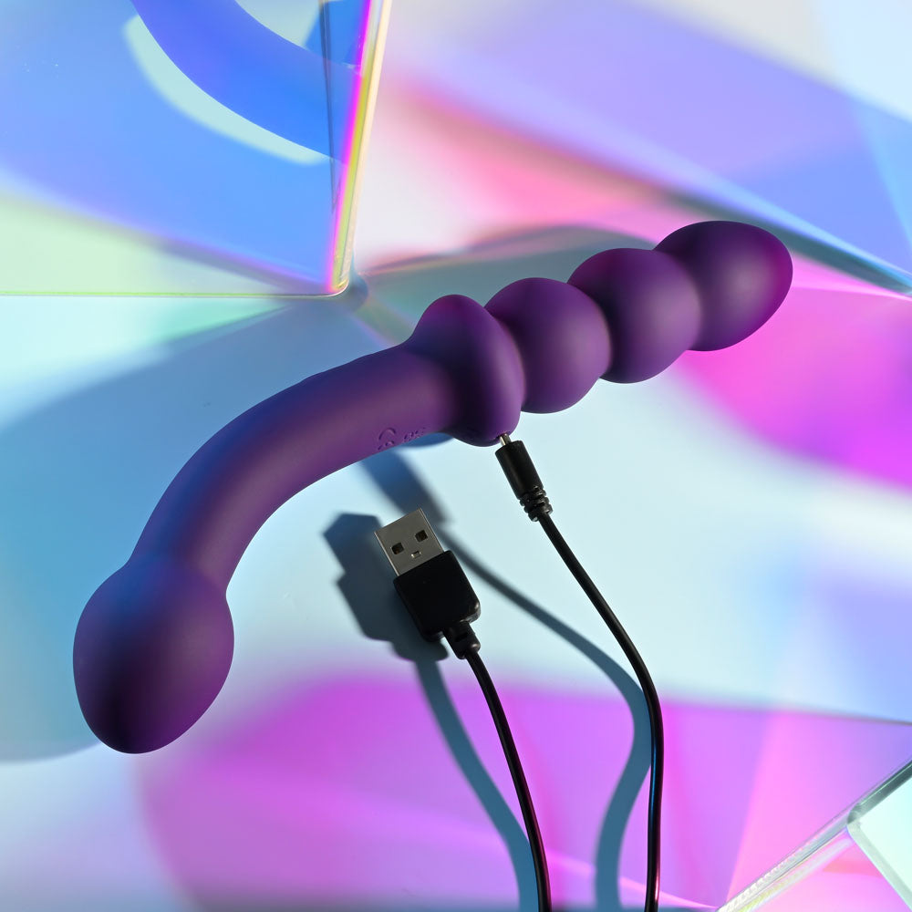 Playboy Pleasure THE SEEKER - Purple 20.3 cm USB Rechargeable Double Ended Vibrator - PB-RS-3236-2