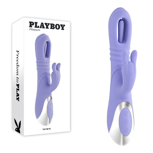 Playboy Pleasure TAP ME IN - Purple 24.2 cm USB Rechargeable Rabbit Vibrator with Tapping Shaft - PB-RS-5865-2