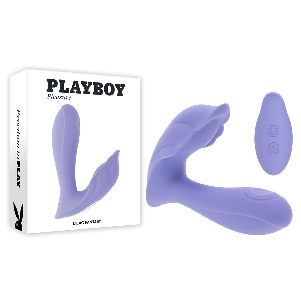 Playboy Pleasure LILAC FANTASY - Purple 13.5 cm USB Rechargeable Tapping Vibrator with Remote-PB-RS-6473-2