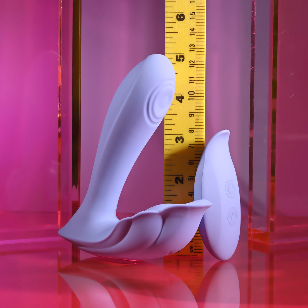 Playboy Pleasure LILAC FANTASY - Purple 13.5 cm USB Rechargeable Tapping Vibrator with Remote-PB-RS-6473-2