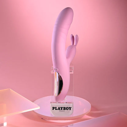 Playboy Pleasure RUB ME RIGHT - Pink 23.2 cm USB Rechargeable Thrusting Rabbit Vibrator-PB-RS-6626-2