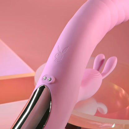 Playboy Pleasure RUB ME RIGHT - Pink 23.2 cm USB Rechargeable Thrusting Rabbit Vibrator-PB-RS-6626-2