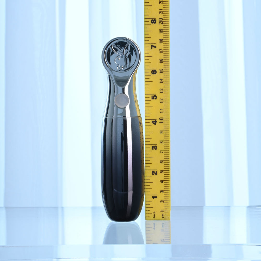 Playboy Pleasure BON VOYAGE - Black/Chrome 18.7 cm USB-C Rechargeable Tapping Vibrator - PB-RS-6671-2