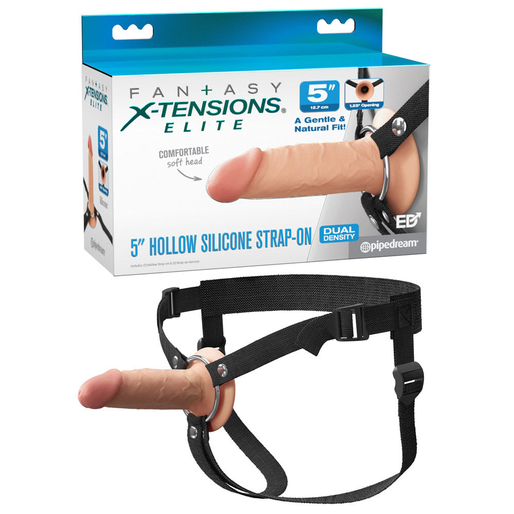 Fantasy X-Tensions Elite 5 Silicone Hollow Strap-On - Flesh - Flesh 14 cm Hollow Strap-On-PD4165-21