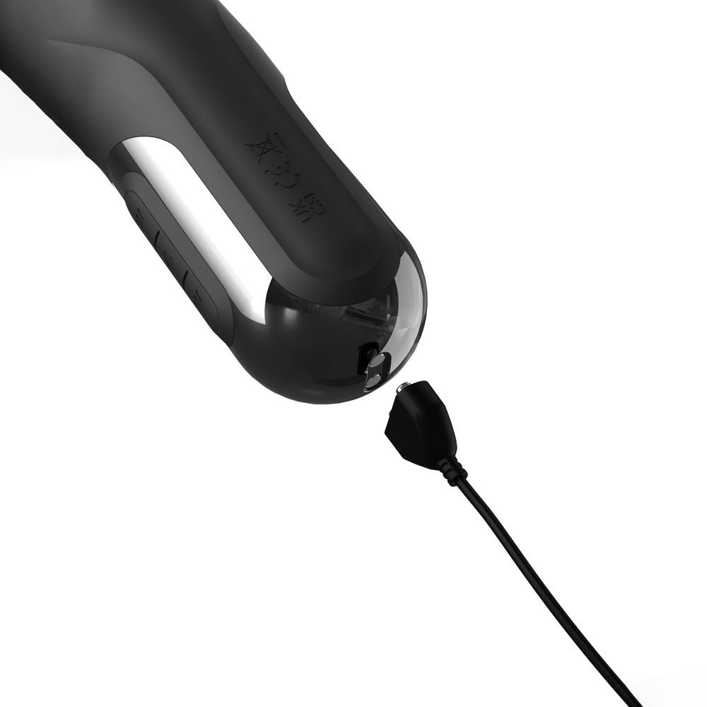 FFS Sonix Silicone Thruster - Black 22 cm USB Rechargeable Thrusting Vibrator with Flicking Clit Stim-PD4565-23