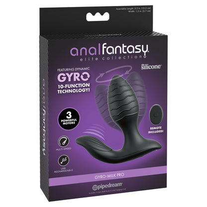 Anal Fantasy Elite Gyro-Milk Pro - Black - Black USB Rechargeable Gyrating Butt Plug-PD4796-23
