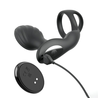 Anal Fantasy Elite Ass-Gasm Gyro-Milk Pro - Black USB Rechargeable Gyrating Butt Plug with Cock Ring-PD4797-23